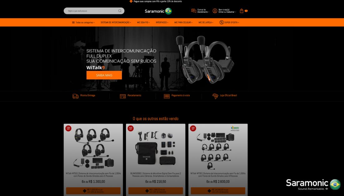 Quais lojas online vendem microfones para câmeras com garantia estendida?